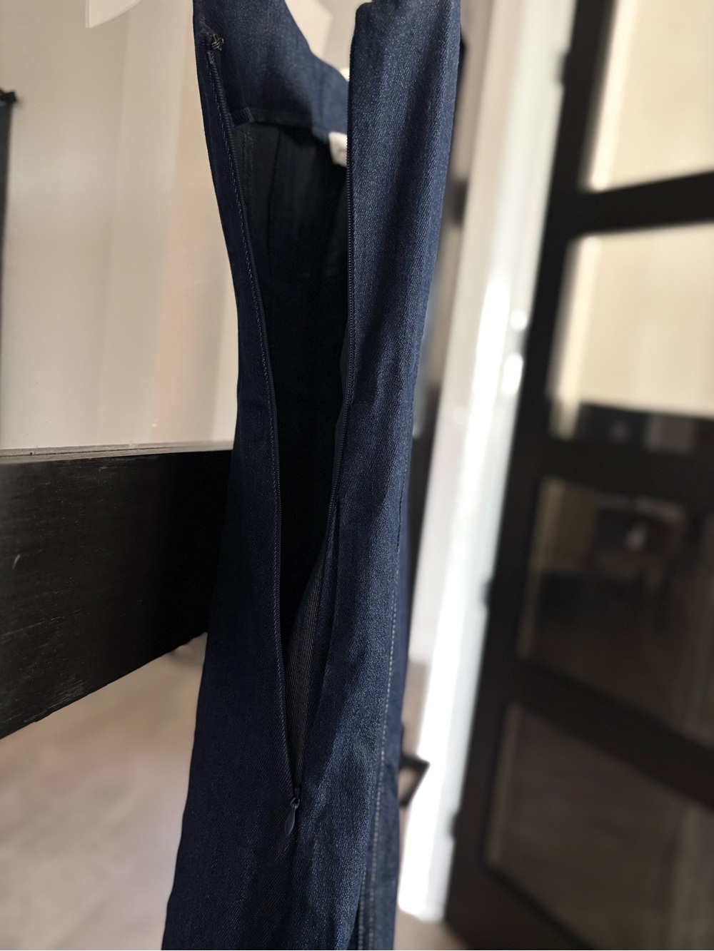 Petal & Pup Callum Denim Midi Dress Blue A-Line Pockets Contrast Stitch Medium - Picture 9 of 14